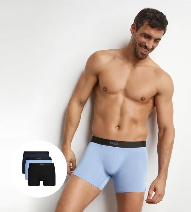 dim-pur-confort-lot-3-boxers-homme-coton-noir-bleu-ultra-doux image 1
