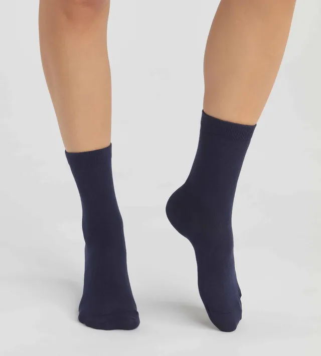dim-good-lot-de-2-paires-de-chaussettes-femme-coton-bio-bleu-marine image 1
