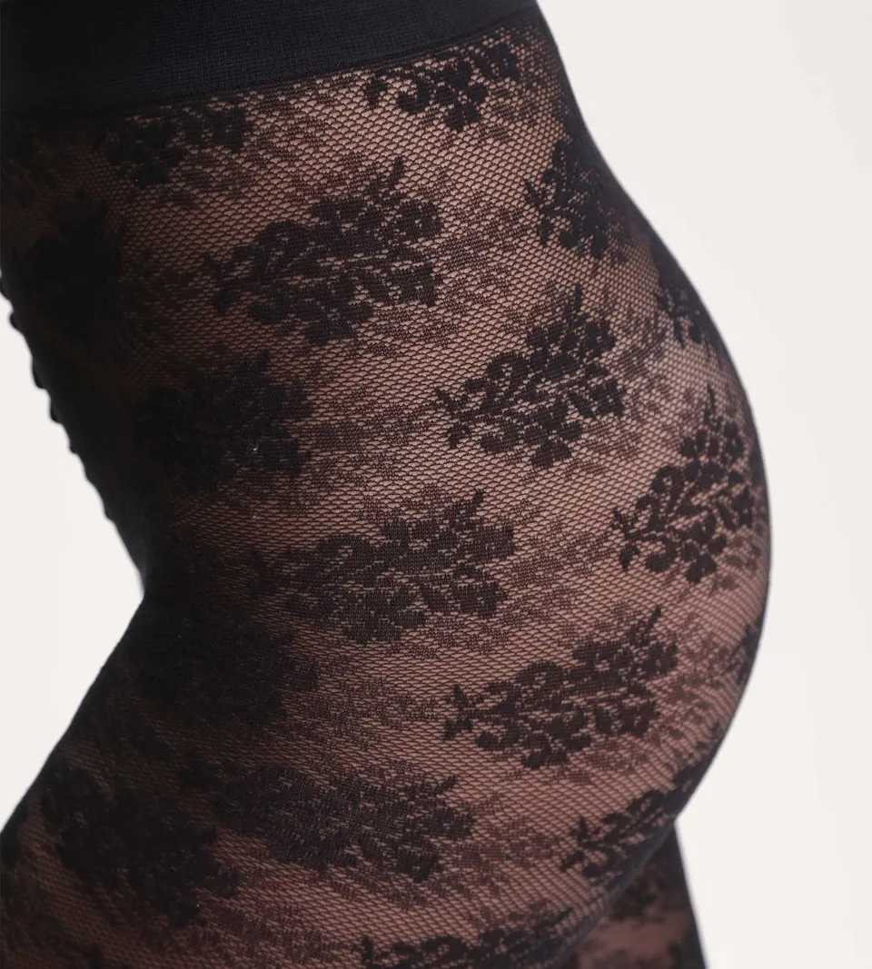 dim-style-collant-fantaisie-noir-bouquet-floral-29d-femme image 1