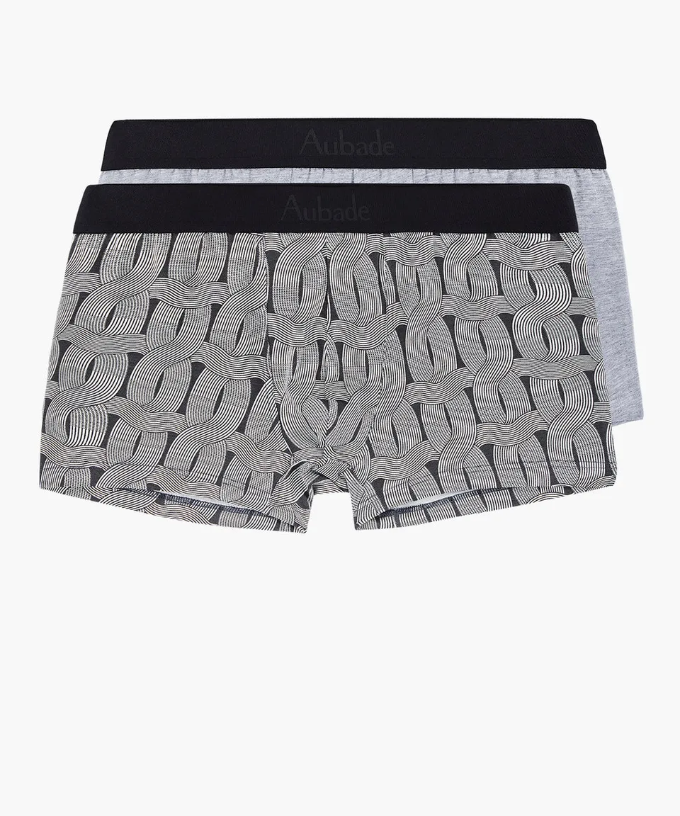 aubade-homme-pack-de-2-boxers-knit-gris-chin image 1