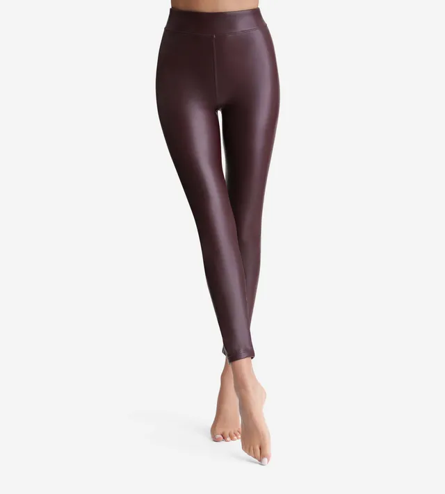 dim-relax-go-legging-femme-effet-cuir-bordeaux image 1