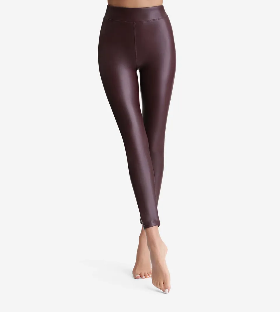 dim-relax-go-legging-femme-effet-cuir-bordeaux image 1