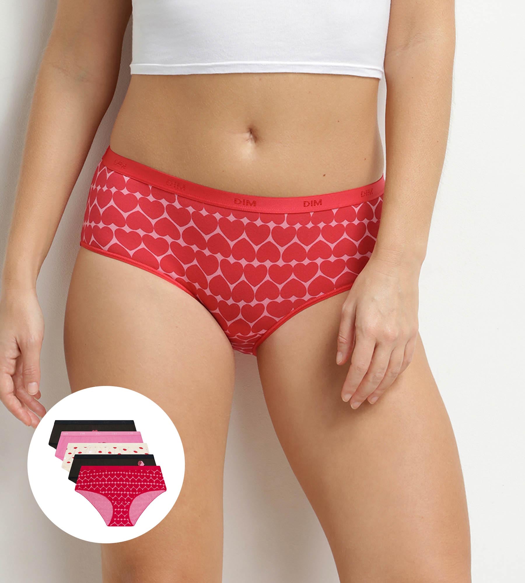 dim-les-pockets-lot-de-5-boxers-femme-coton-stretch-c-ur image 1