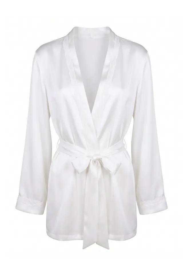 cadolle-veste-de-pyjama-soie-ivoire-dentelle image 1