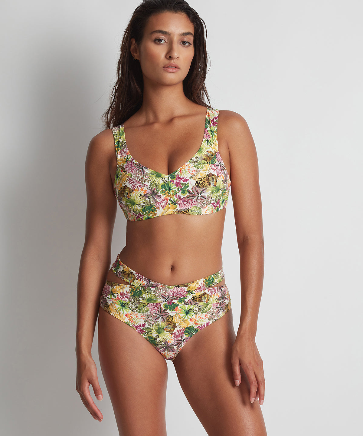 aubade-exotic-fever-bas-de-maillot-taille-haute-tropicale-light image 2