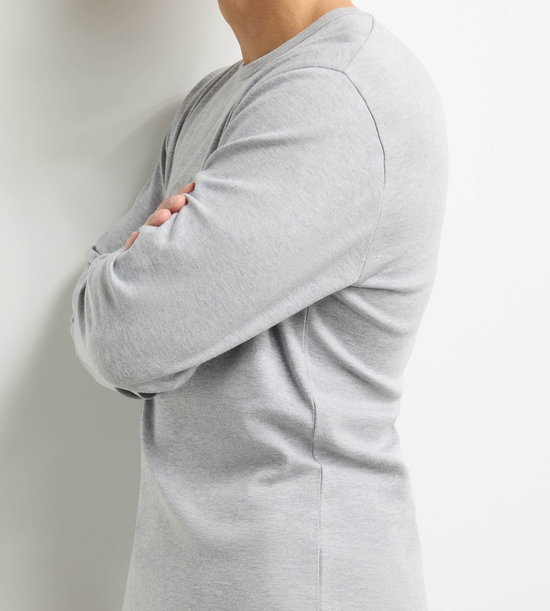 dim-interlock-t-shirt-homme-manches-longues-col-rond-gris-m-lange image 5
