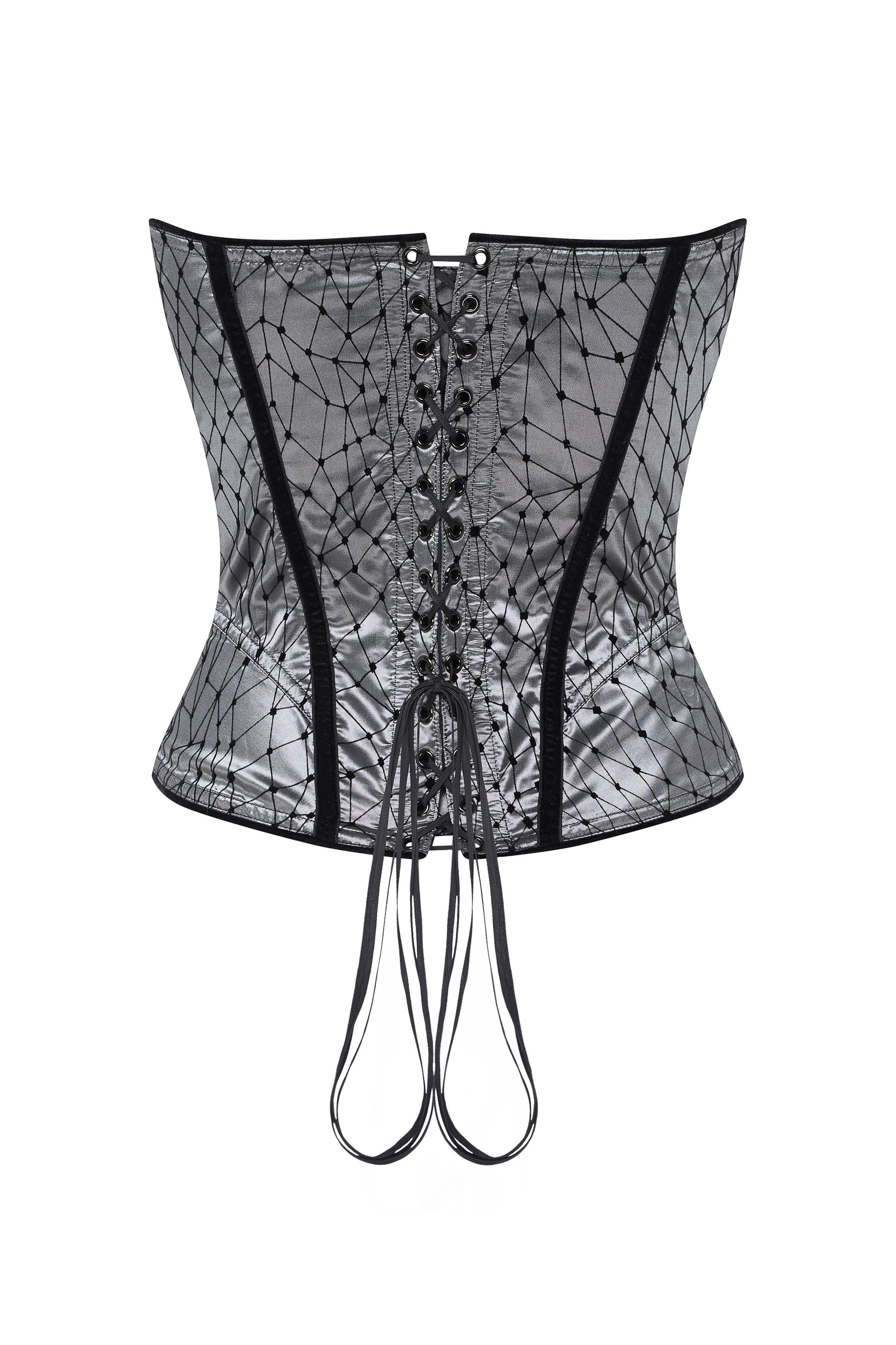 cadolle-corset-malia-gris-floqu-velours-noir image 2