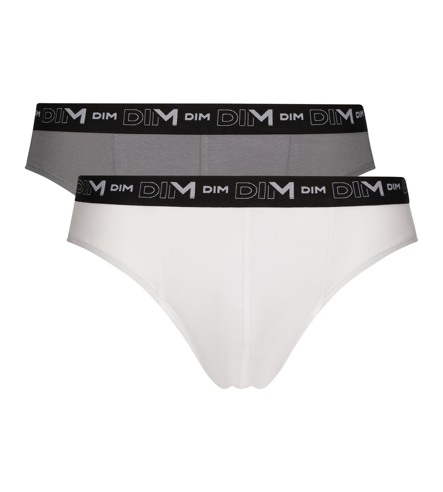 dim-coton-stretch-slip-homme-lot-de-2-blanc-gris-ceinture-contrast-e image 3