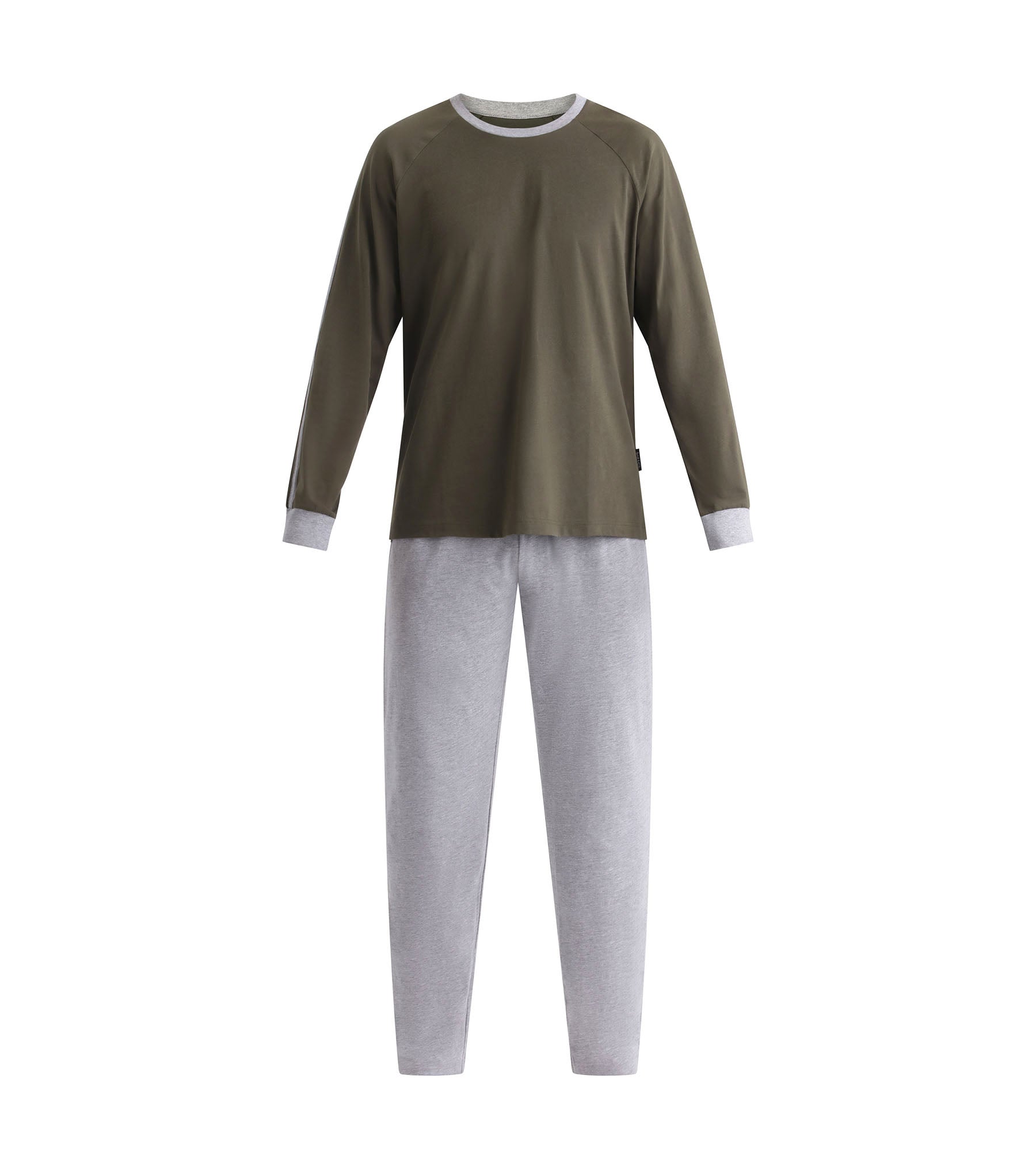 dim-jersey-ensemble-pyjama-pantalon-homme-militaire-kaki-gris image 4