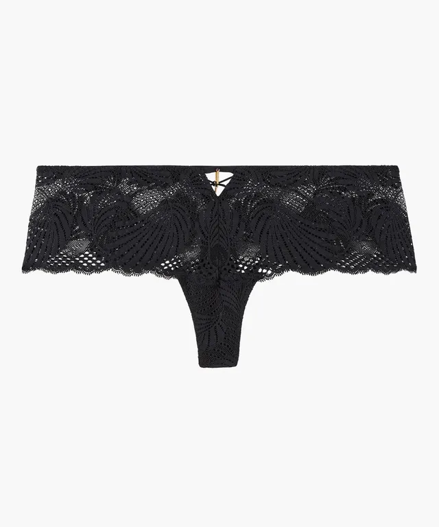 aubade-rythm-of-desire-culotte-cheeky-black-en-dentelle-botanique image 1