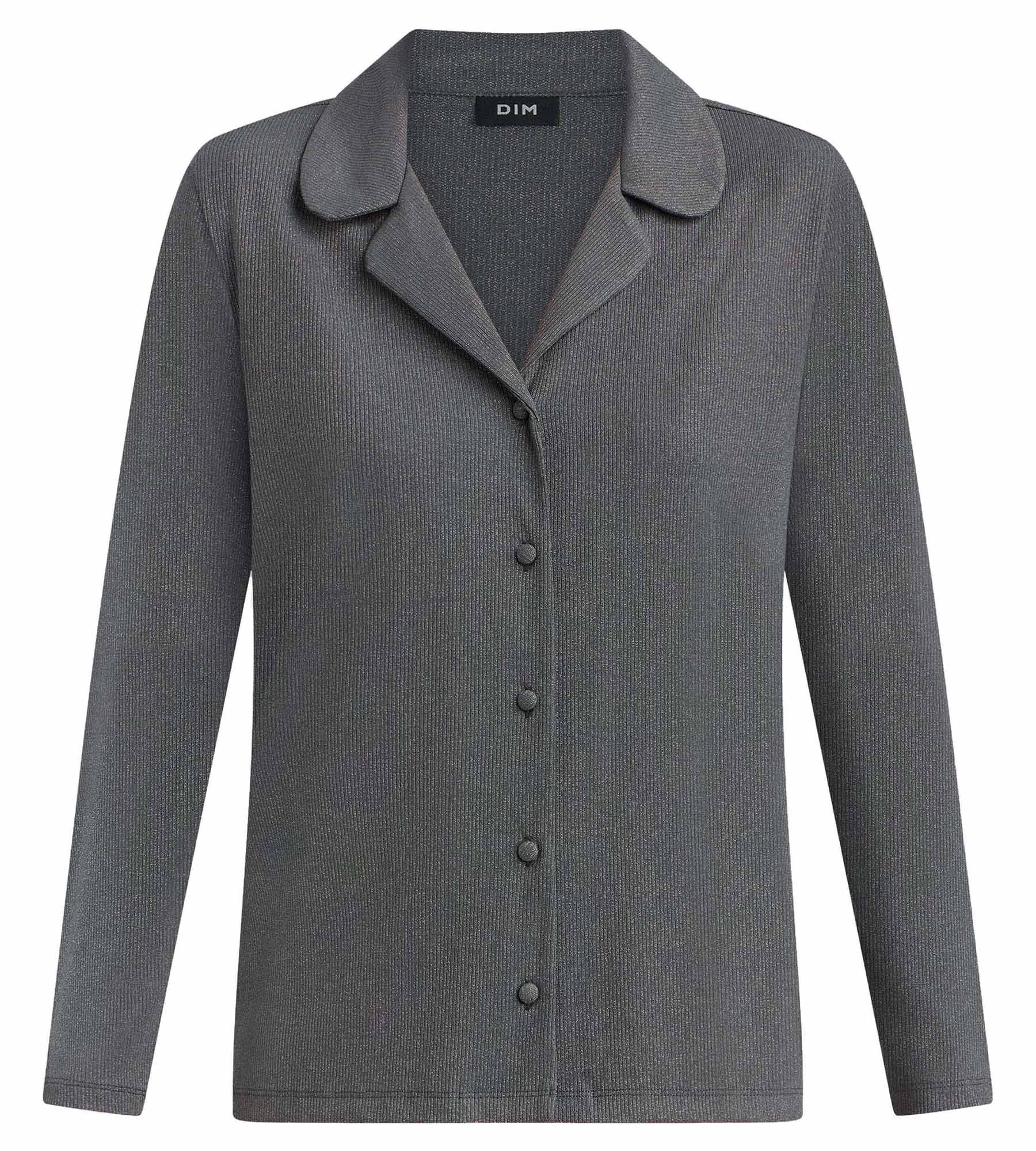 dim-precious-christmas-chemise-ouverte-rib-lurex-gris-granit image 4