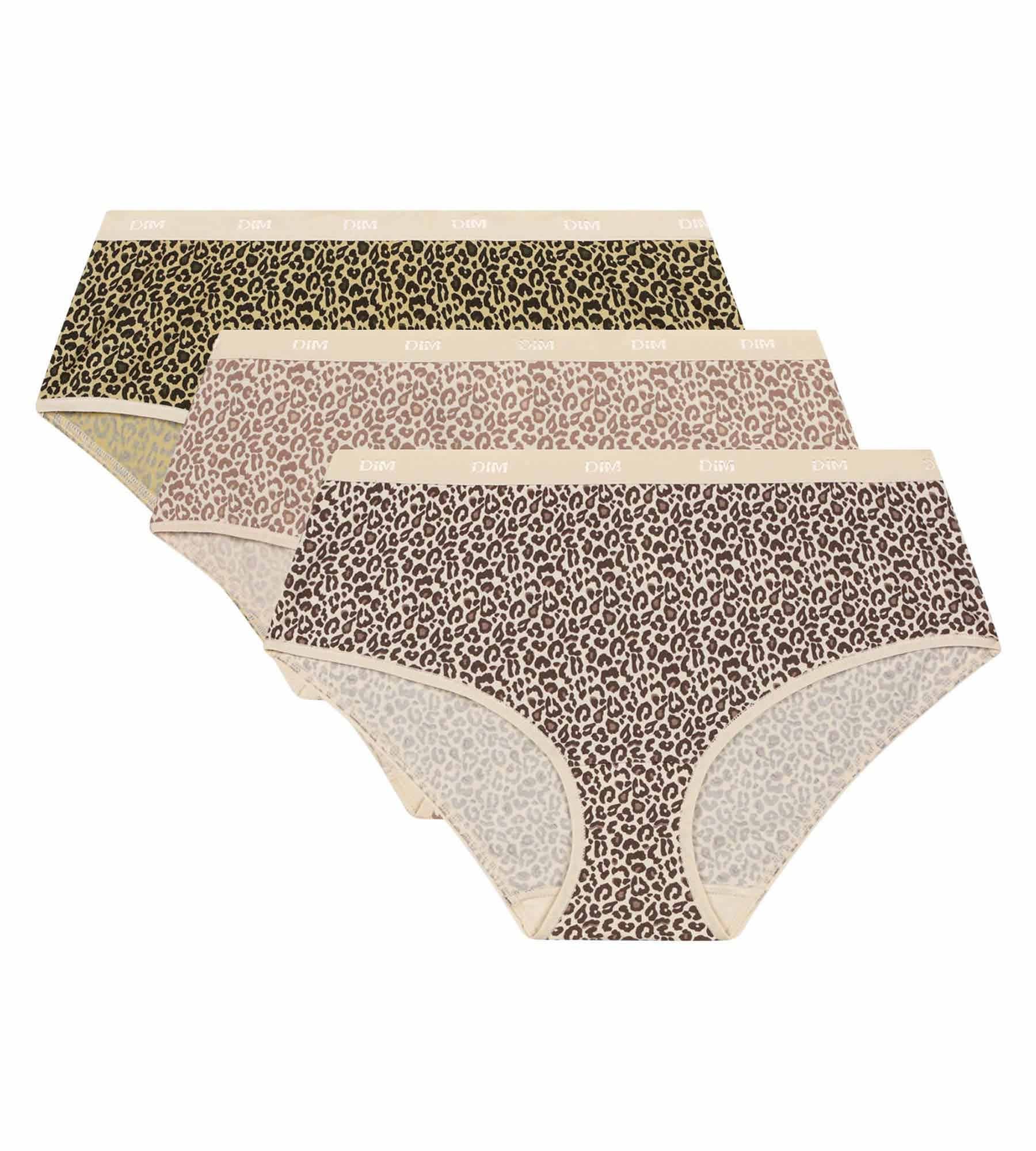 dim-les-pockets-boxers-femme-coton-stretch-l-opard-lot-de-3-noir-beige image 5