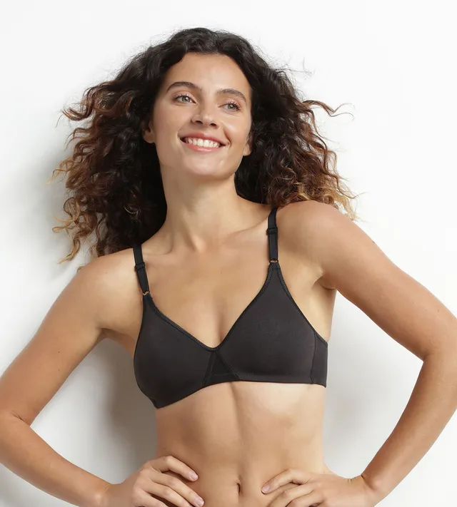 dim-daily-soutien-gorge-triangle-sans-armature-coton-noir image 1