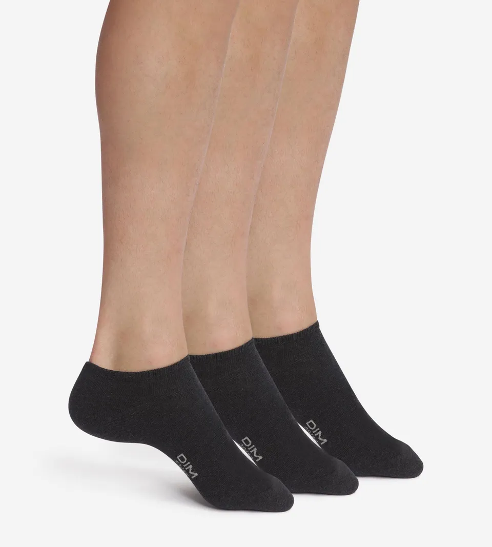 dim-coton-lot-de-3-paires-de-chaussettes-courtes-homme-noir image 1