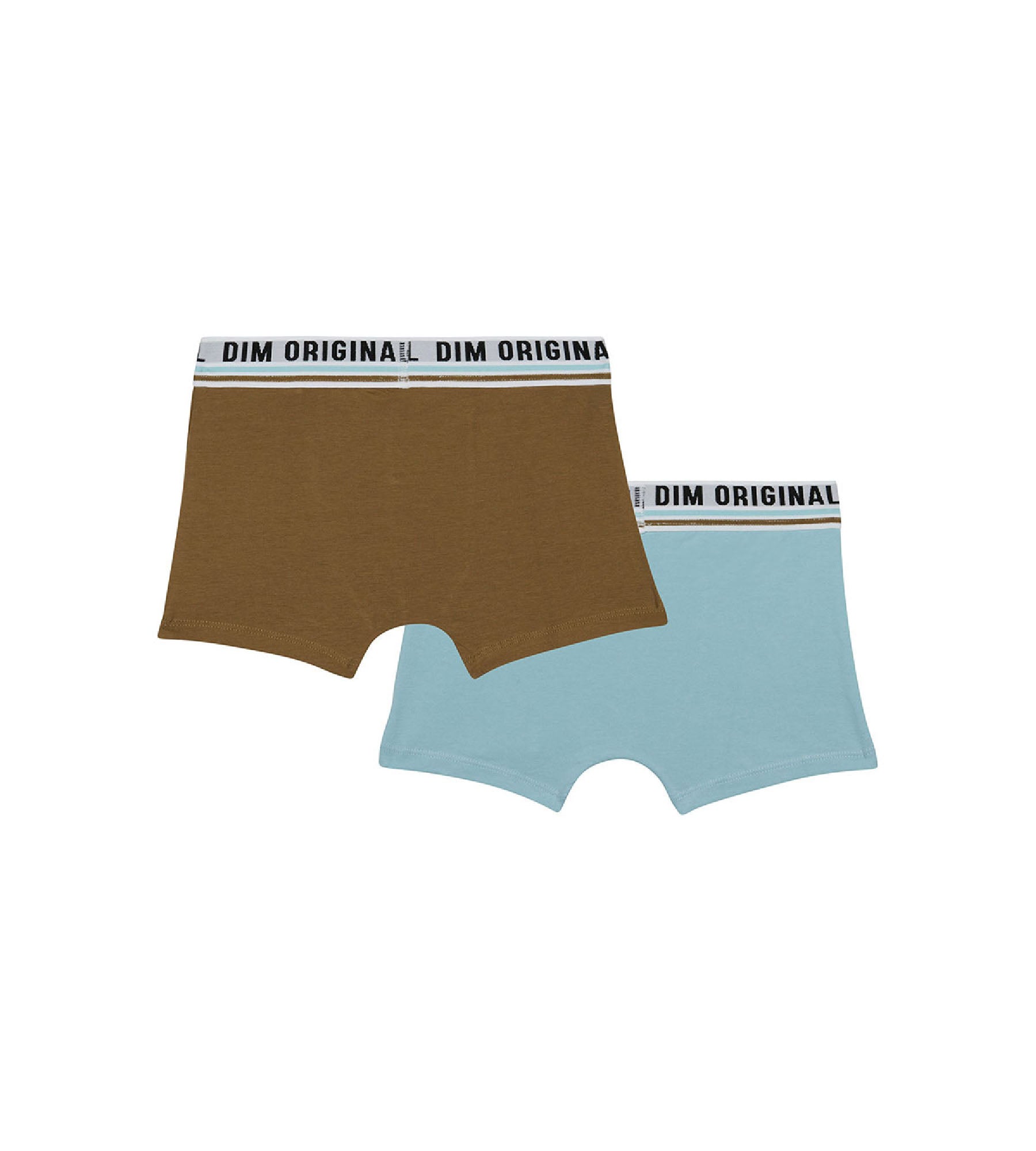 dim-originals-lot-de-2-boxers-gar-on-coton-stretch-bleu-marron-ceinture-r-tro image 2