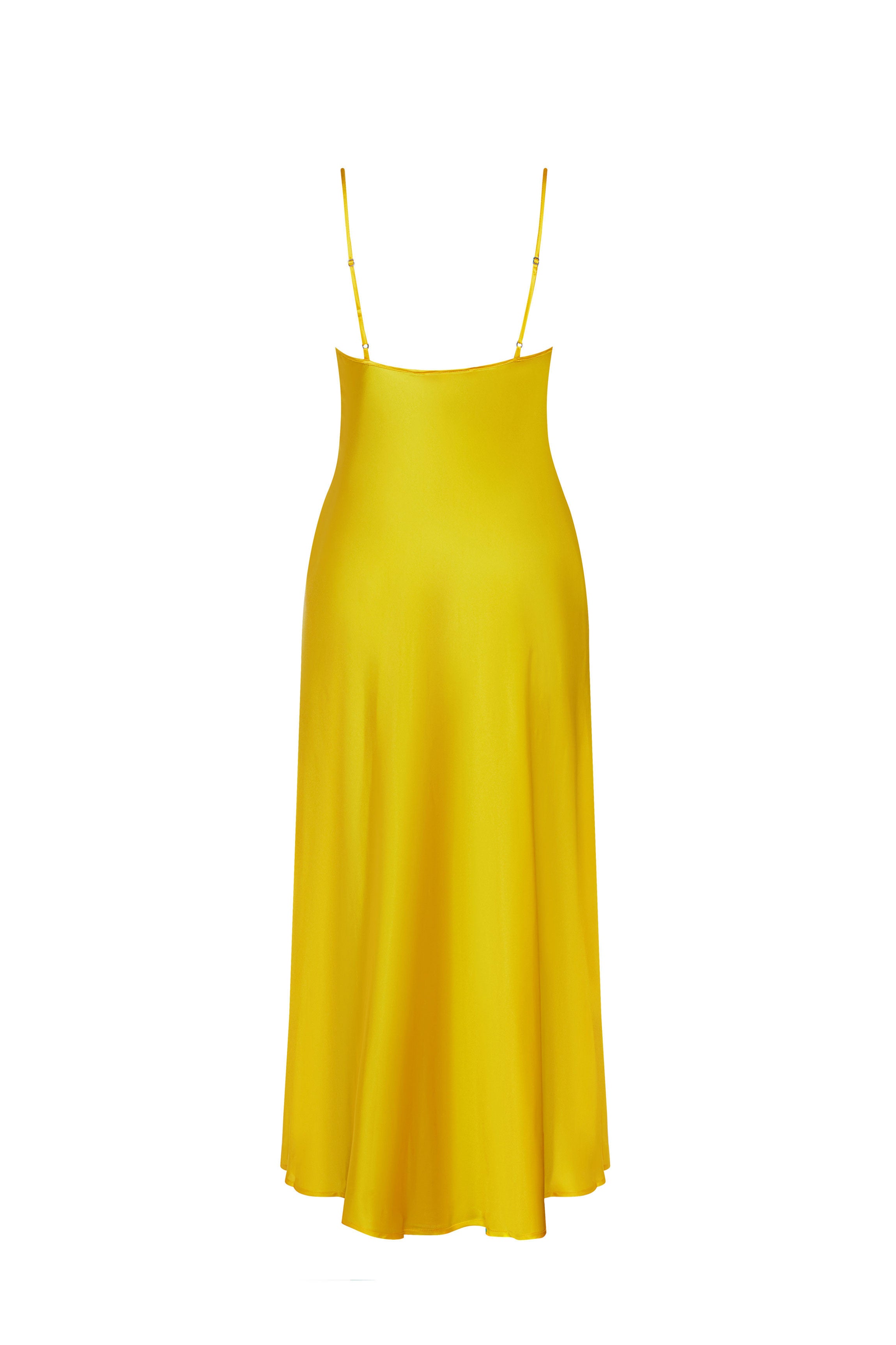 cadolle-eloise-chemise-de-nuit-en-soie-jaune-dentelle-doubl-e image 2
