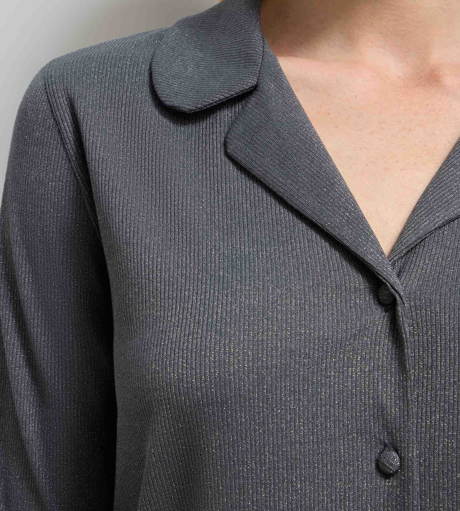dim-precious-christmas-chemise-ouverte-rib-lurex-gris-granit image 3