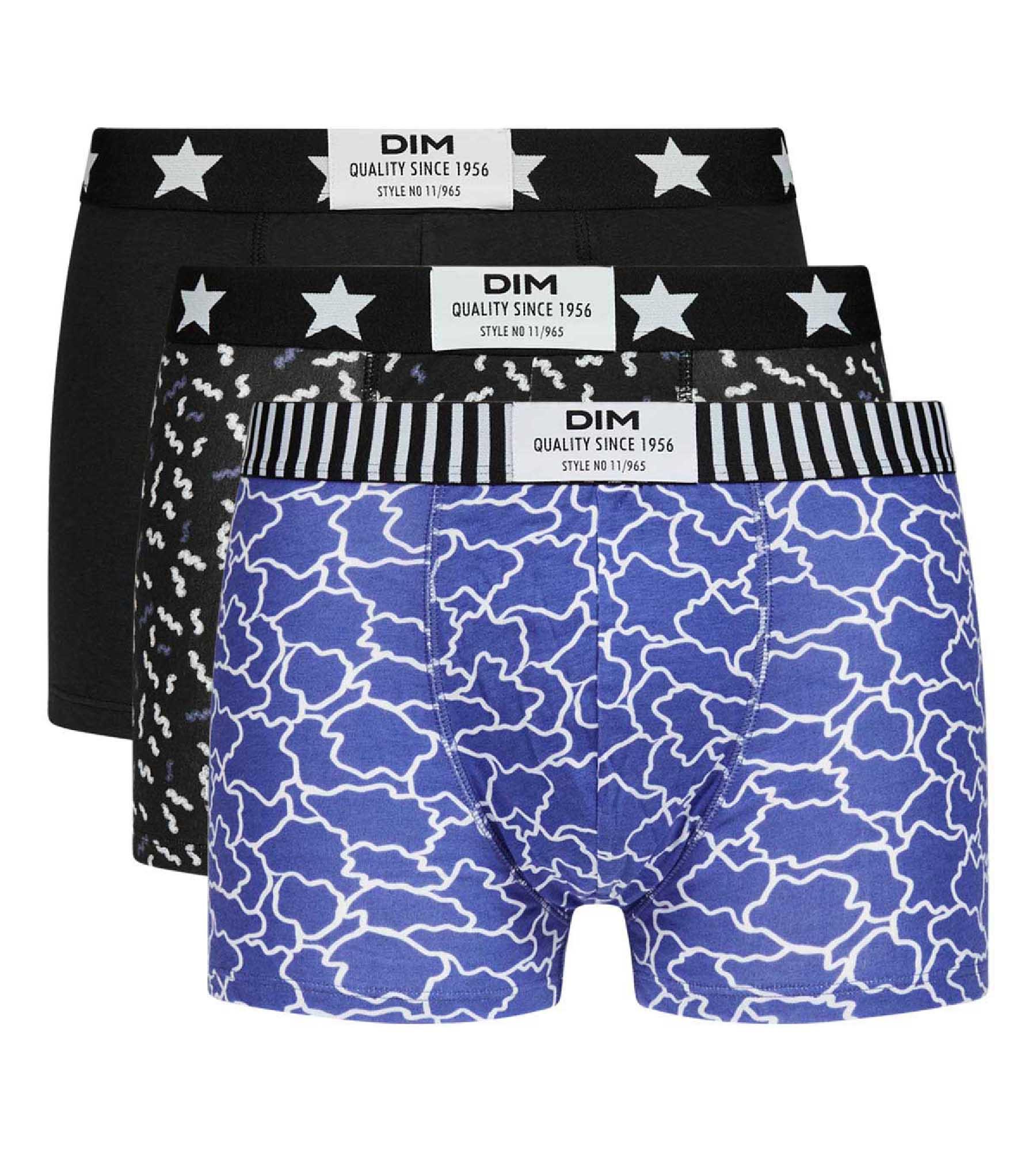 dim-vibes-lot-de-3-boxers-homme-coton-stretch-nuages-bleu-noir image 3