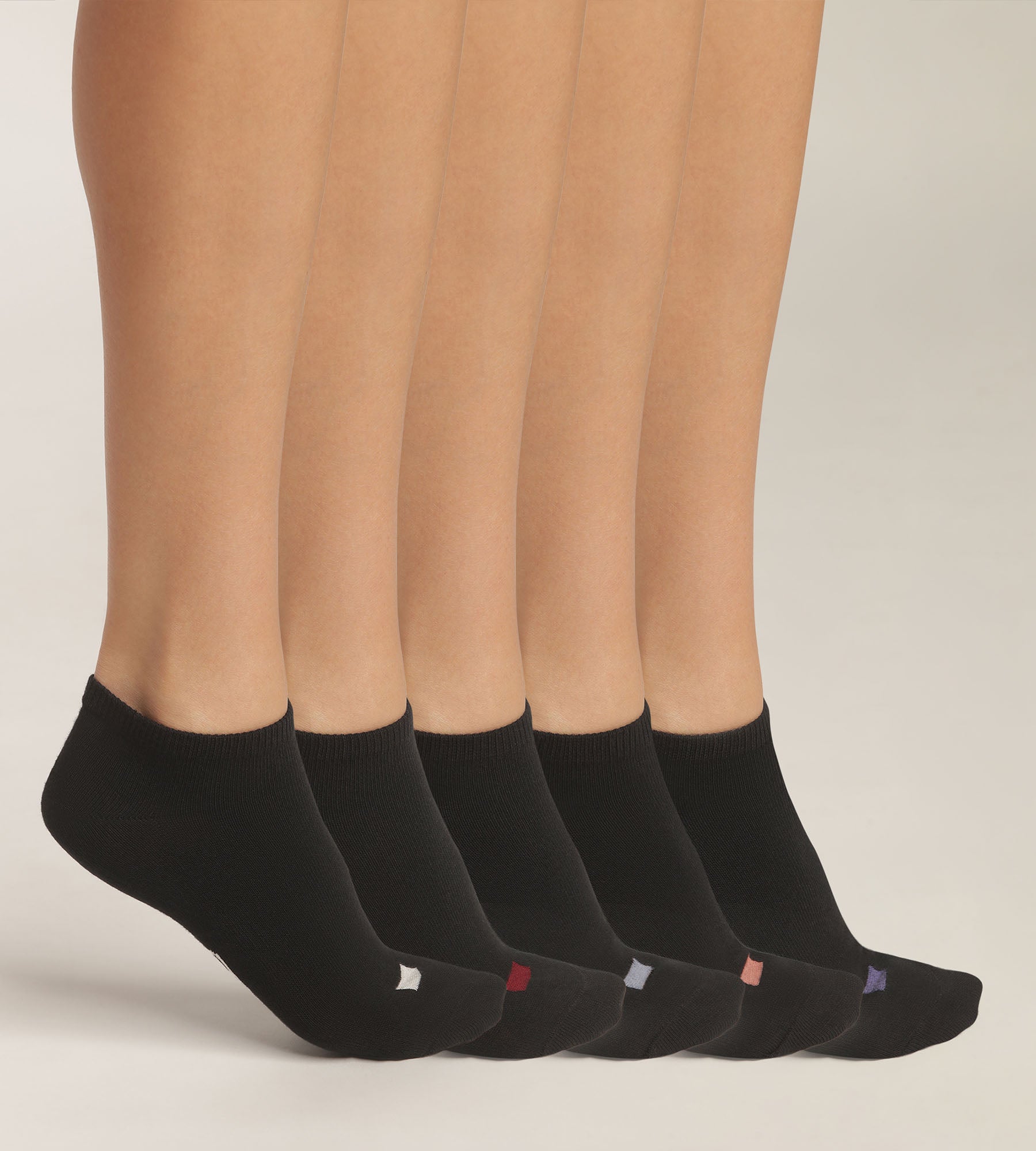 dim-ecodim-lot-de-5-paires-de-socquettes-femme-coton-noir-pastilles image 1