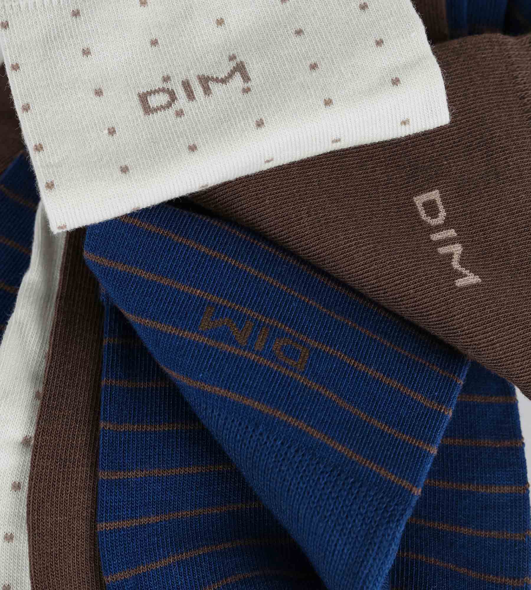 dim-coton-style-lot-3-socquettes-homme-bleu-b-ne-gris image 3