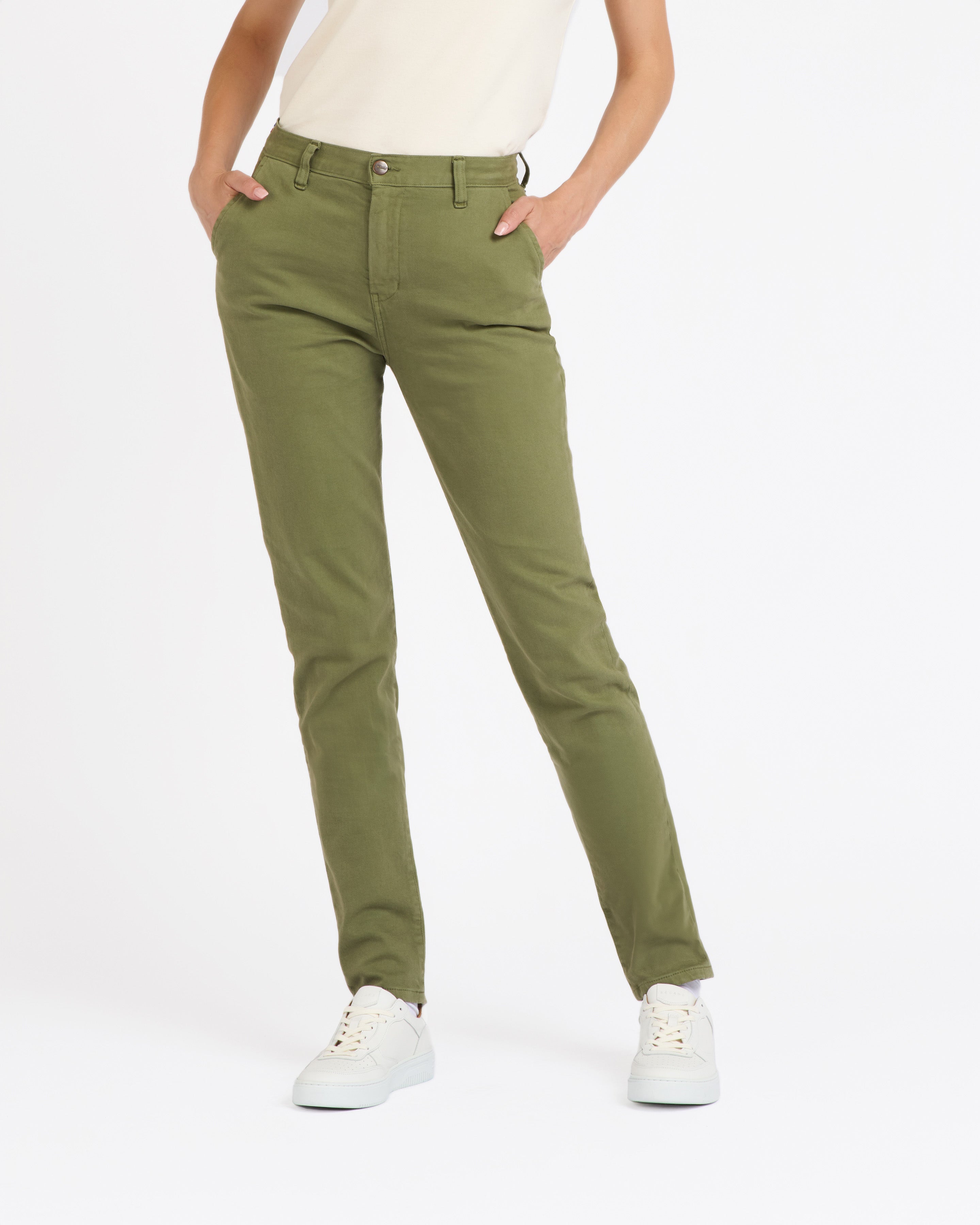 atelier-tuffery-l-onie-chino-femme-ajust-taille-haute-vert-kaki image 2