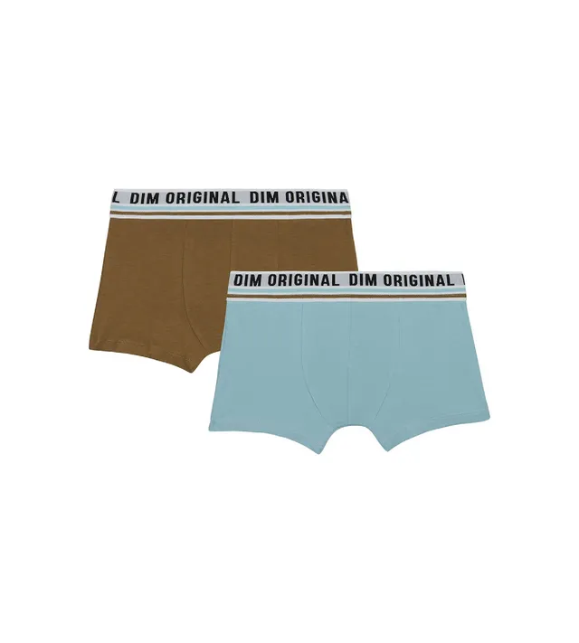 dim-originals-lot-de-2-boxers-gar-on-coton-stretch-bleu-marron-ceinture-r-tro image 1