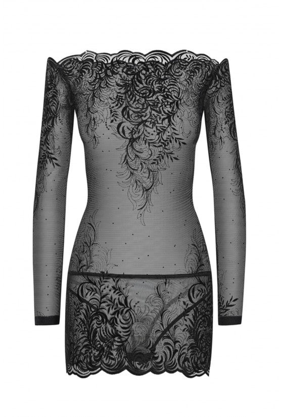 cadolle-arabesque-mini-robe-velours-floqu-noir image 1