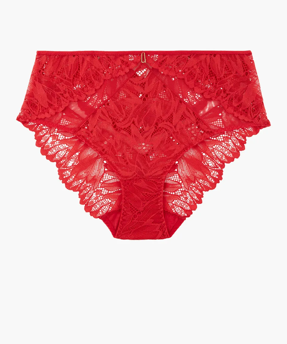 aubade-flowermania-culotte-taille-haute-rouge-floral-2 image 1