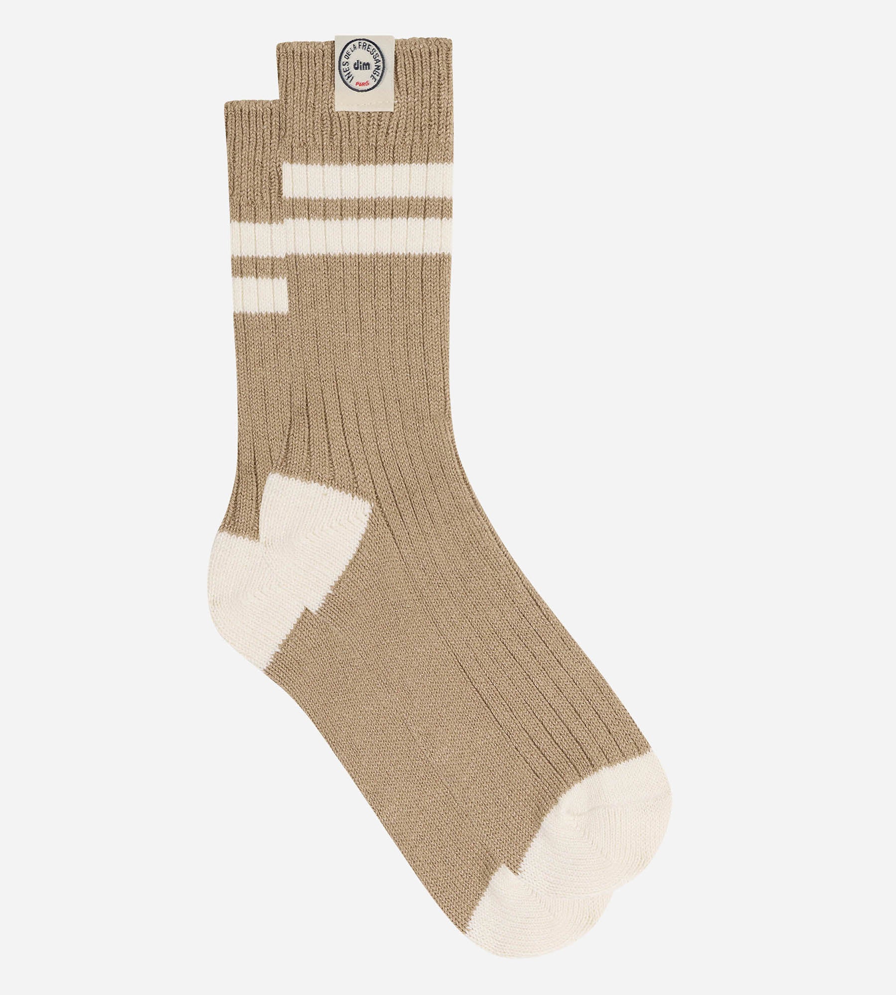 dim-x-ines-de-la-fressange-chaussettes-c-tel-es-coton-taupe-profond image 2
