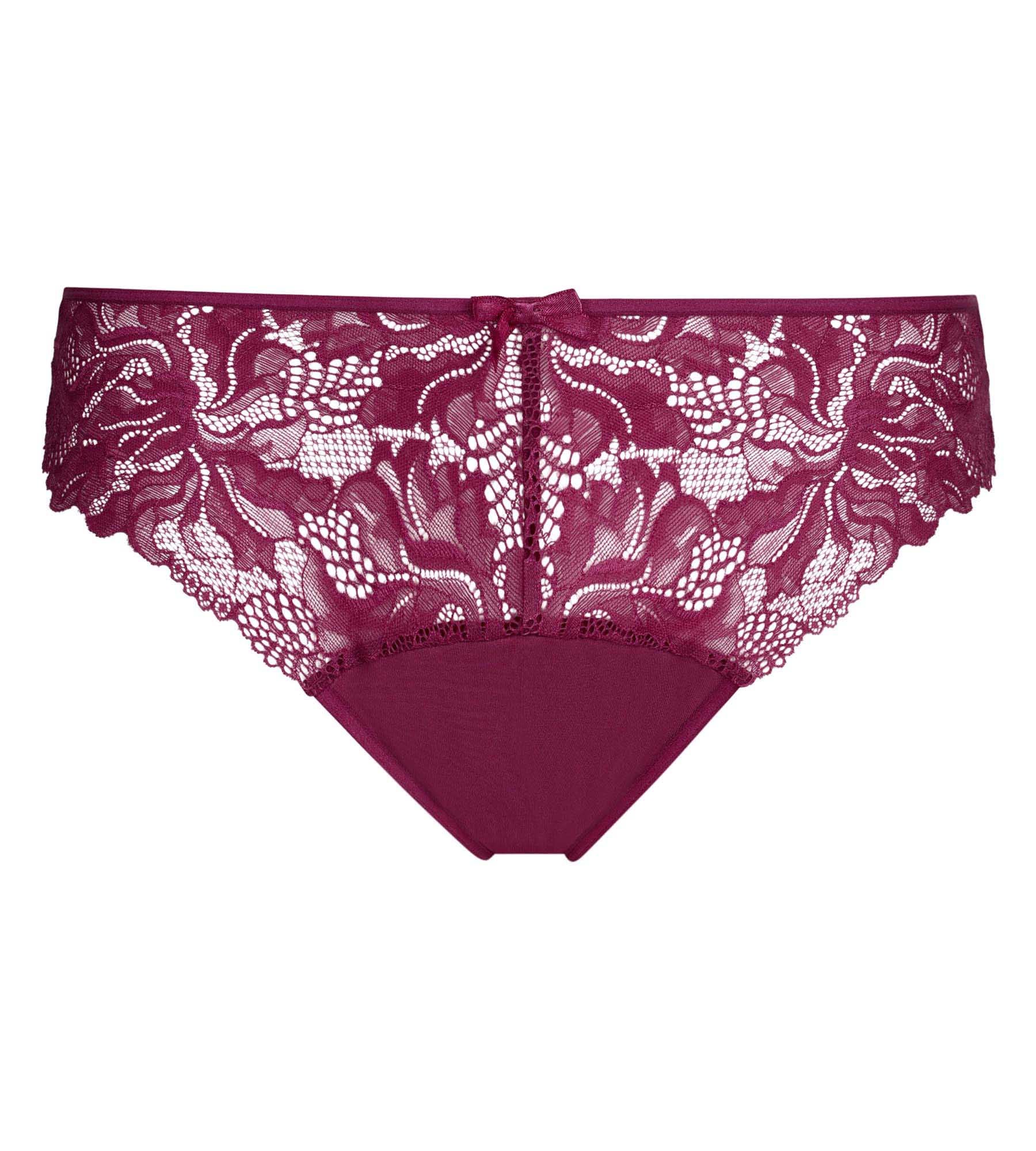 dim-generous-essentiel-culotte-femme-microfibre-dentelle-rouge-sangria image 5