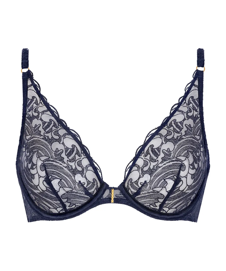 aubade-satin-memories-underwired-triangle-bra-deep-sea image 1