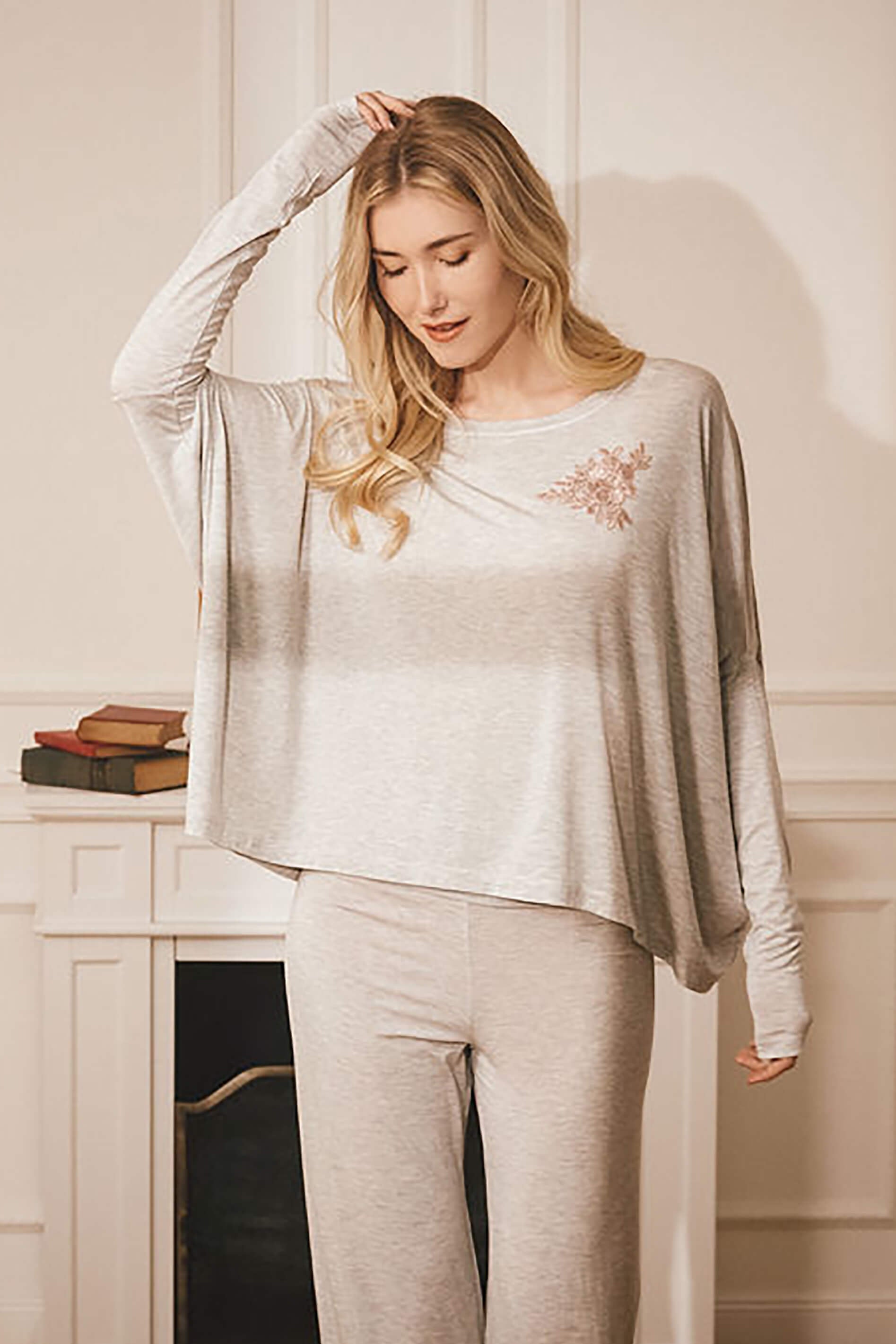 cadolle-relax-pantalon-pyjama-modal-gris-clair-424 image 2
