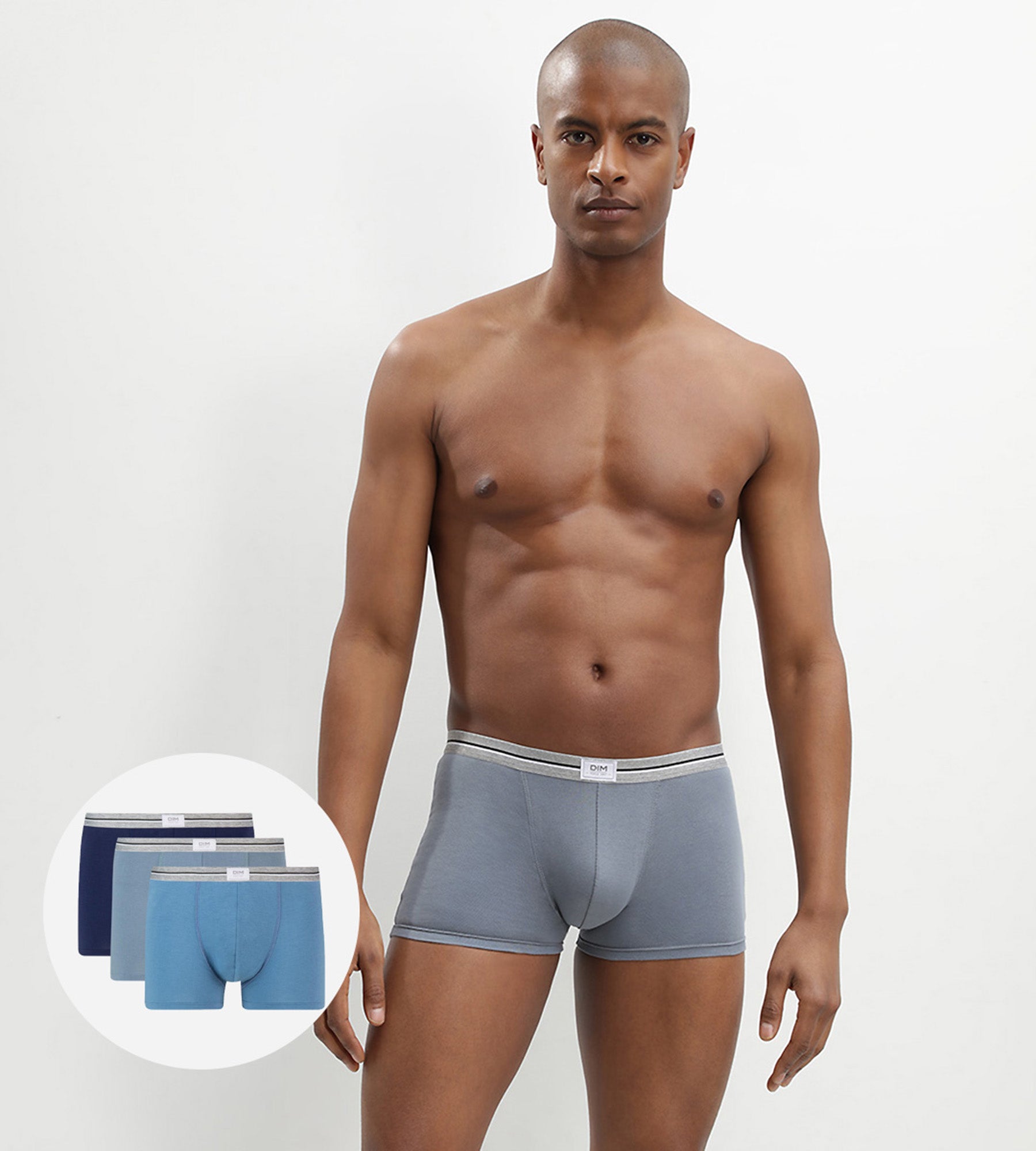 dim-ultra-resist-lot-de-3-boxers-coton-stretch-gris-acier-noir image 1