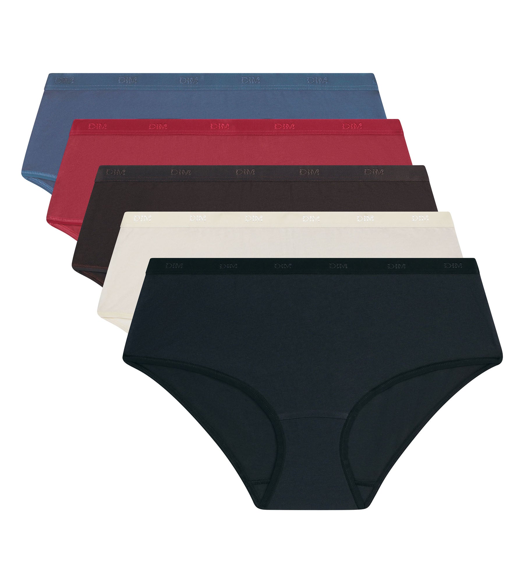 dim-les-pockets-ecodim-lot-de-5-boxers-femme-coton-stretch-rouge-noir image 5
