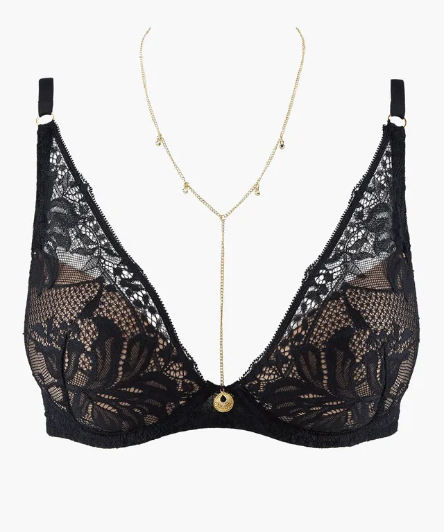 aubade-gold-pleasure-soutien-gorge-plunge-foulard-black-light image 1