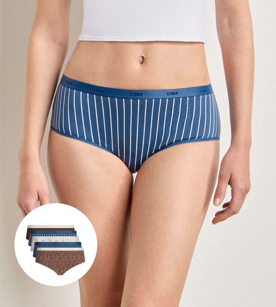 dim-les-pockets-coton-lot-de-5-shortys-d-lice-caf image 1
