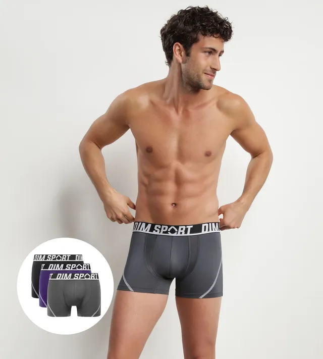 dim-sport-lot-de-3-boxers-homme-microfibre-violet-gris-noir image 1