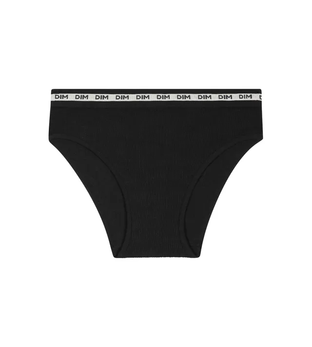 dim-icons-slip-fille-tissu-c-tel-noir-ceinture-beige image 1