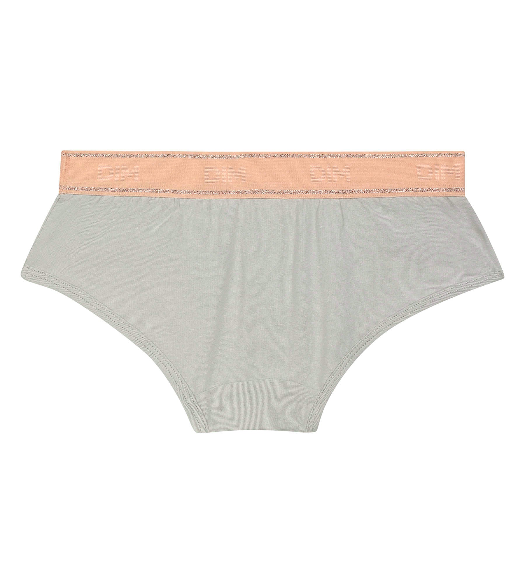 dim-sport-shorty-fille-gris-et-rose-coton-stretch-ceinture-glitter image 2