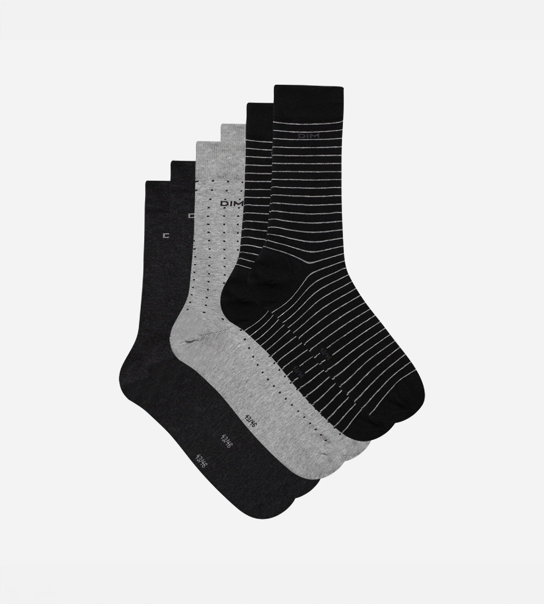 dim-coton-style-lot-3-chaussettes-homme-noir-anthracite image 2