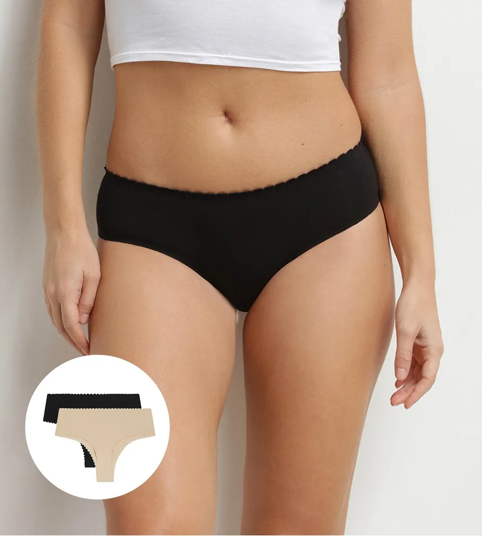 dim-body-touch-lot-de-2-tangas-coton-noir-et-nude image 1