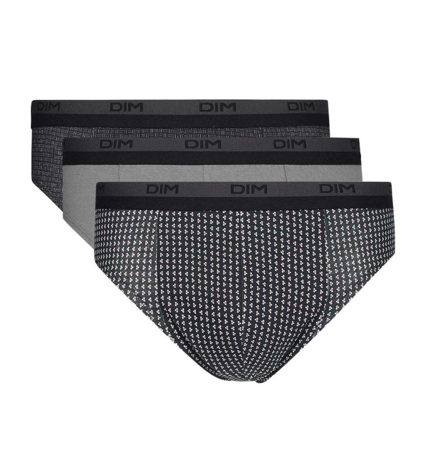 dim-coton-print-lot-de-3-slips-homme-100-coton-imprim-cube-gris image 2