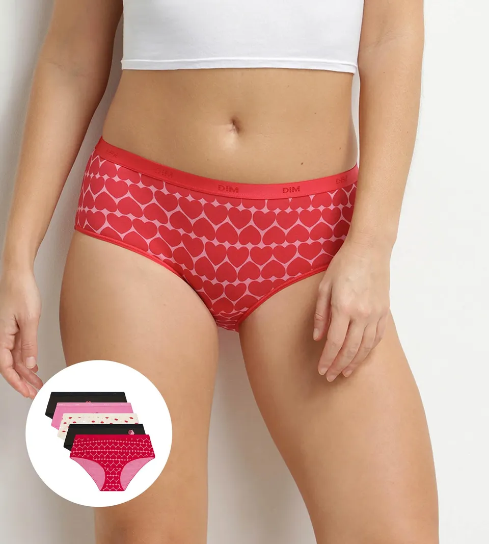dim-les-pockets-lot-de-5-boxers-femme-coton-stretch-c-ur image 1