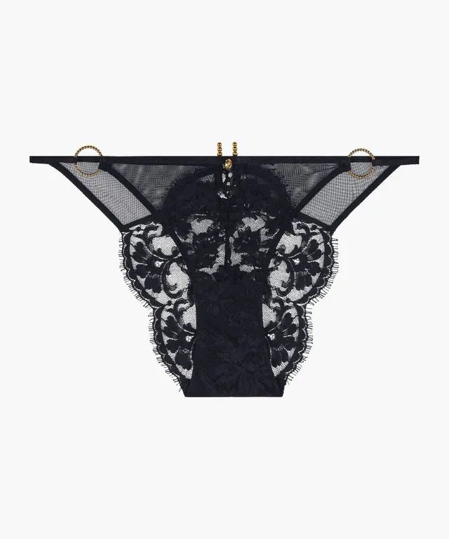 aubade-under-your-spell-culotte-hipster-ultra-black-lace-et-tulle-transparent image 1