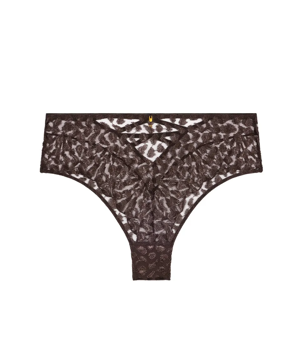 aubade-crazy-in-love-slip-taille-haute-satin-brown image 1