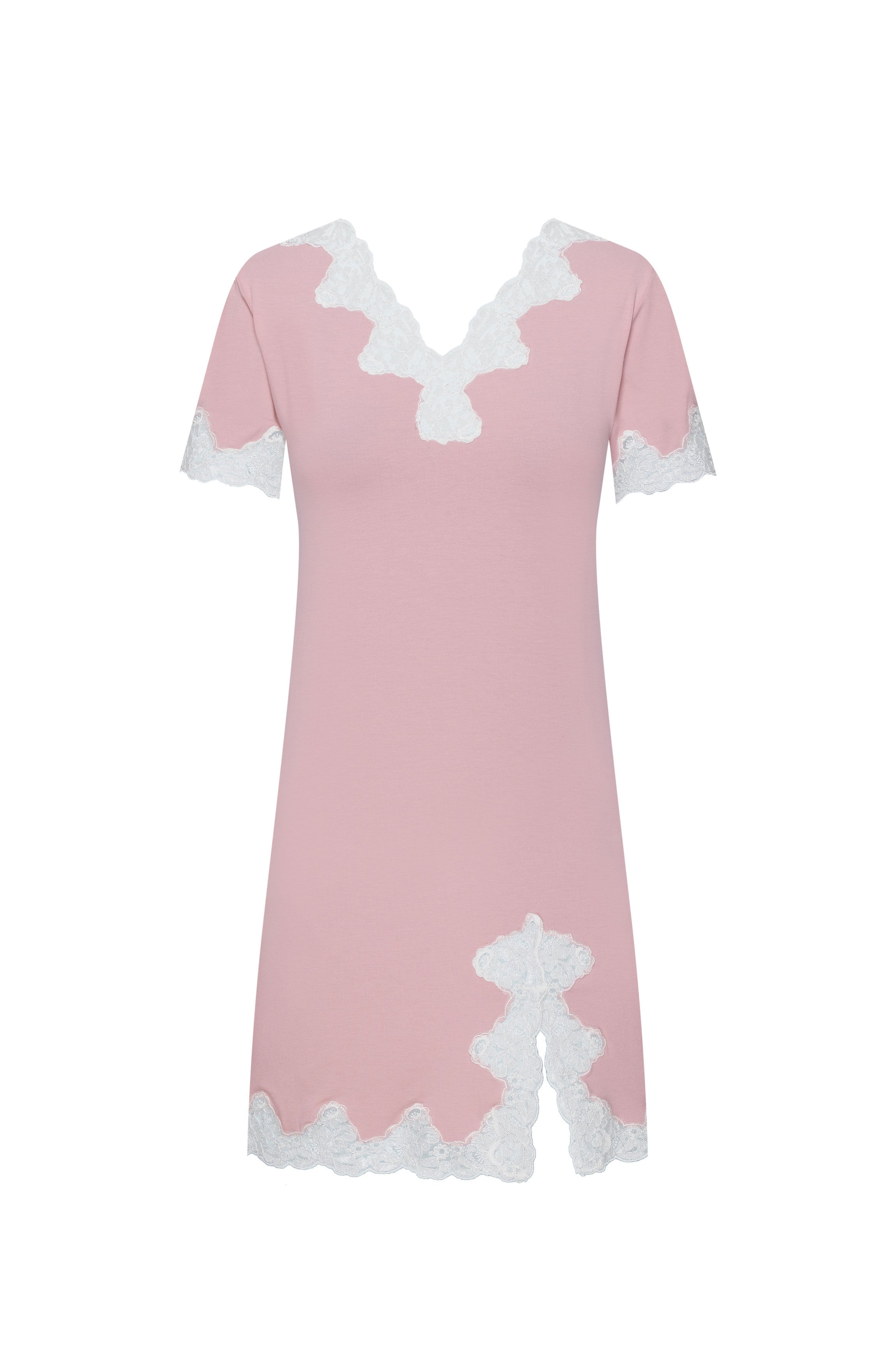 cadolle-nuisette-modal-rose-chemise-de-nuit-dentelle-fluide image 1
