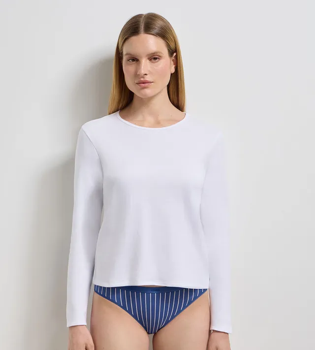 t-shirt-manches-longues-dim-thermal-coton-gratt-blanc image 1