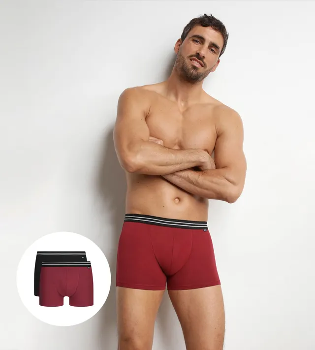 dim-ecodim-lot-de-2-boxers-homme-coton-stretch-rouge image 1