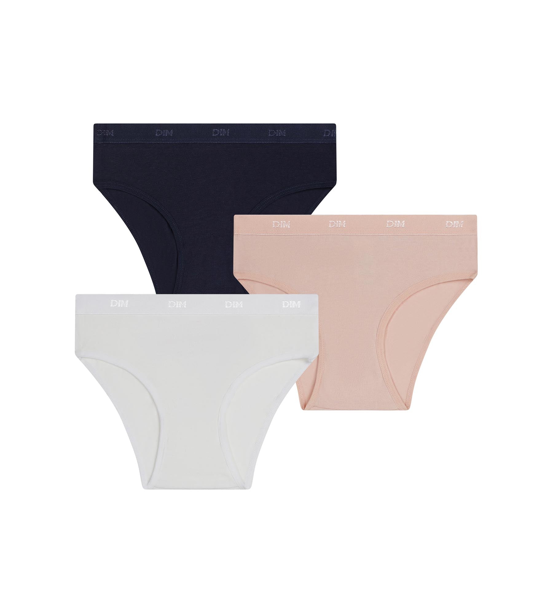 dim-lot-de-3-slips-fille-coton-stretch-rose-bleu-blanc-les-pockets image 1
