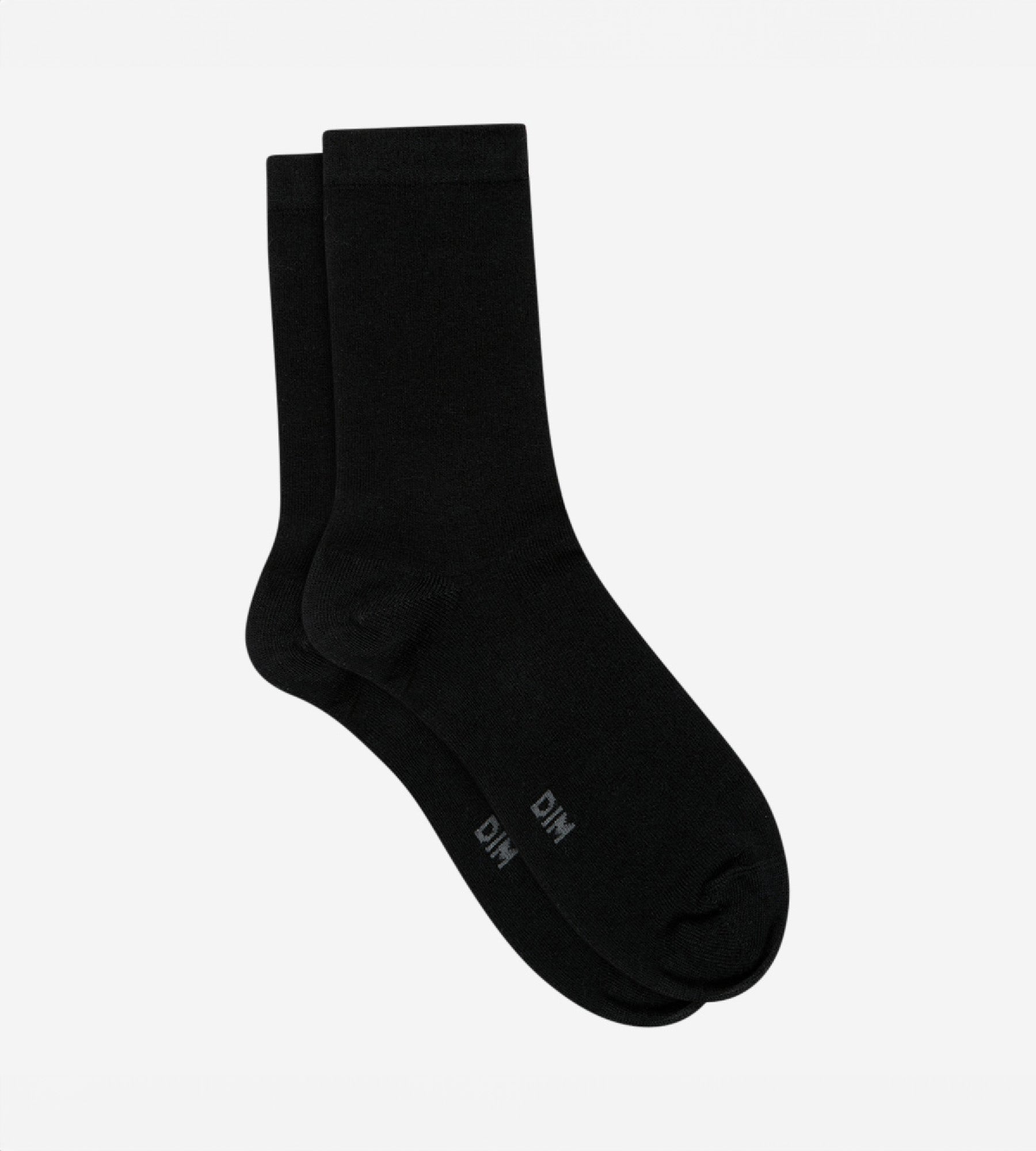dim-laine-douce-chaussettes-femme-unies-noires-mi-mollet image 2